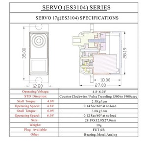 EMAX ES3104 17g metal rc uçak ve rc uçak için rc direksiyon servo - Product Image 5