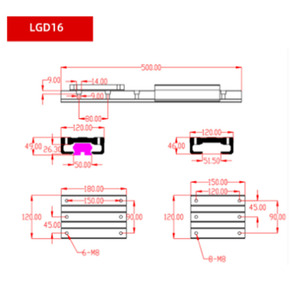 Dual-shaft <strong>Linear</strong> <strong>Guide</strong> LGD Series Heavy Duty <strong>Double</strong> Axis Roller <strong>Guide</strong> <strong>Rail</strong> and 4 6 Wheels Block LGD6 LGD16