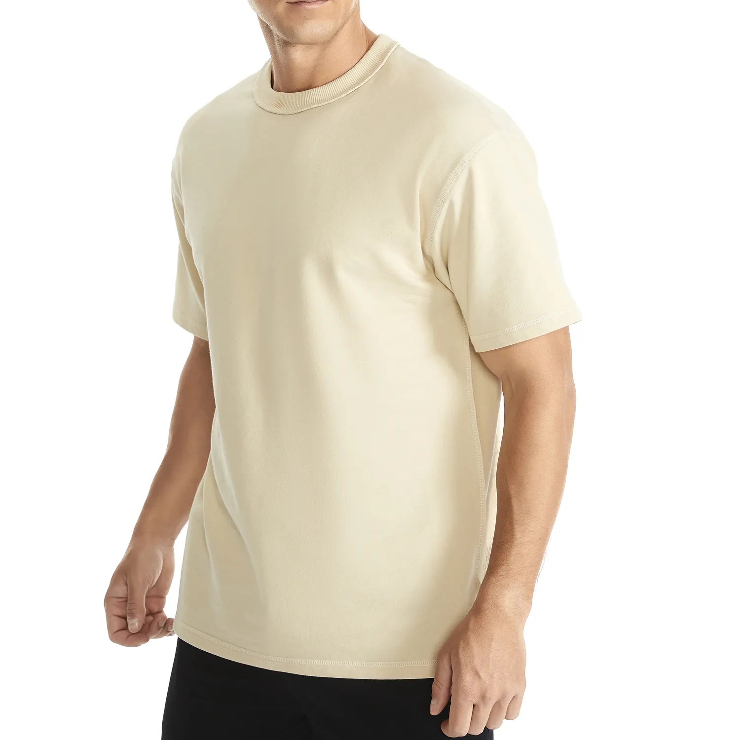 Camiseta fitness masculina de algodão, camiseta de algodão macio para treino, slim fit, preta curvada