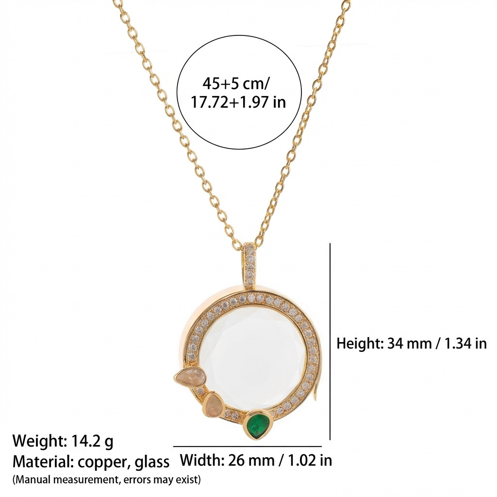Collana con ciondolo a forma di scatola fotografica trasparente