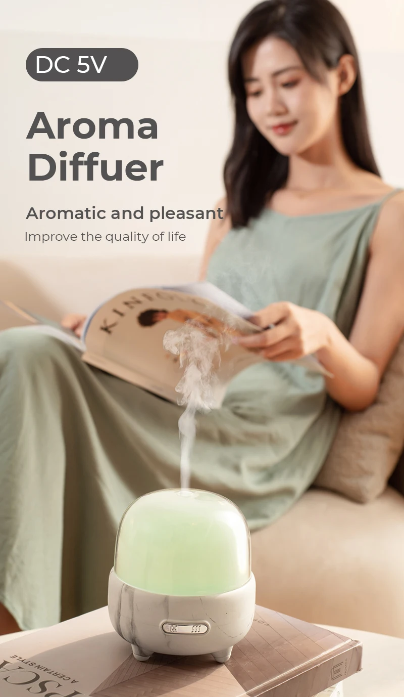 Modern Aroma oil Diffuser Humidifier 5V USB Ultrasonic 180ml portable Diffusers with 7 Color Changing