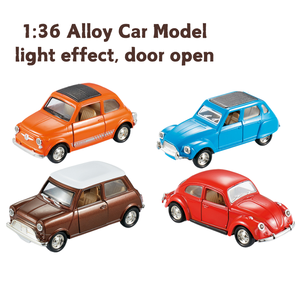PANDAS 1/36 ölçekli Vintage Beetle araba modeli Diecast alaşım oyuncak toplama veya dekorasyon için geri çekme fonksiyonu ile işık dekor - Product Image 2