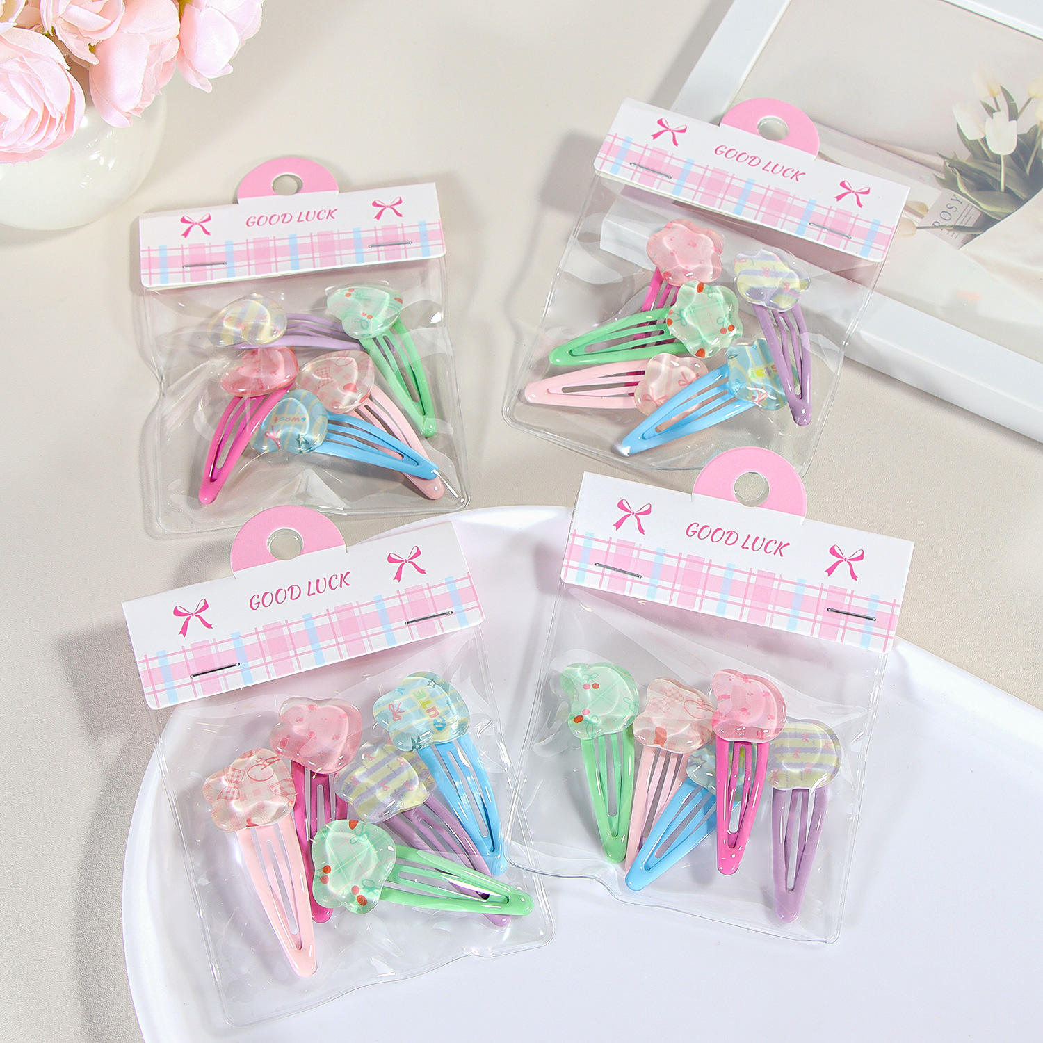 3PVC Bagged Jelly Bear Rabbit Heart BB Clips (5 Pieces)