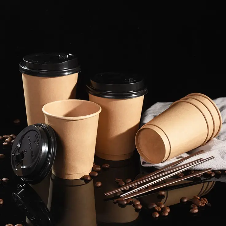 Double-Layer Holle Koffie Paper Cups Wegwerp Bekers Verdikte Melk Thee Composteerbaar Koffie Carton Kopjes Aangepaste Logo