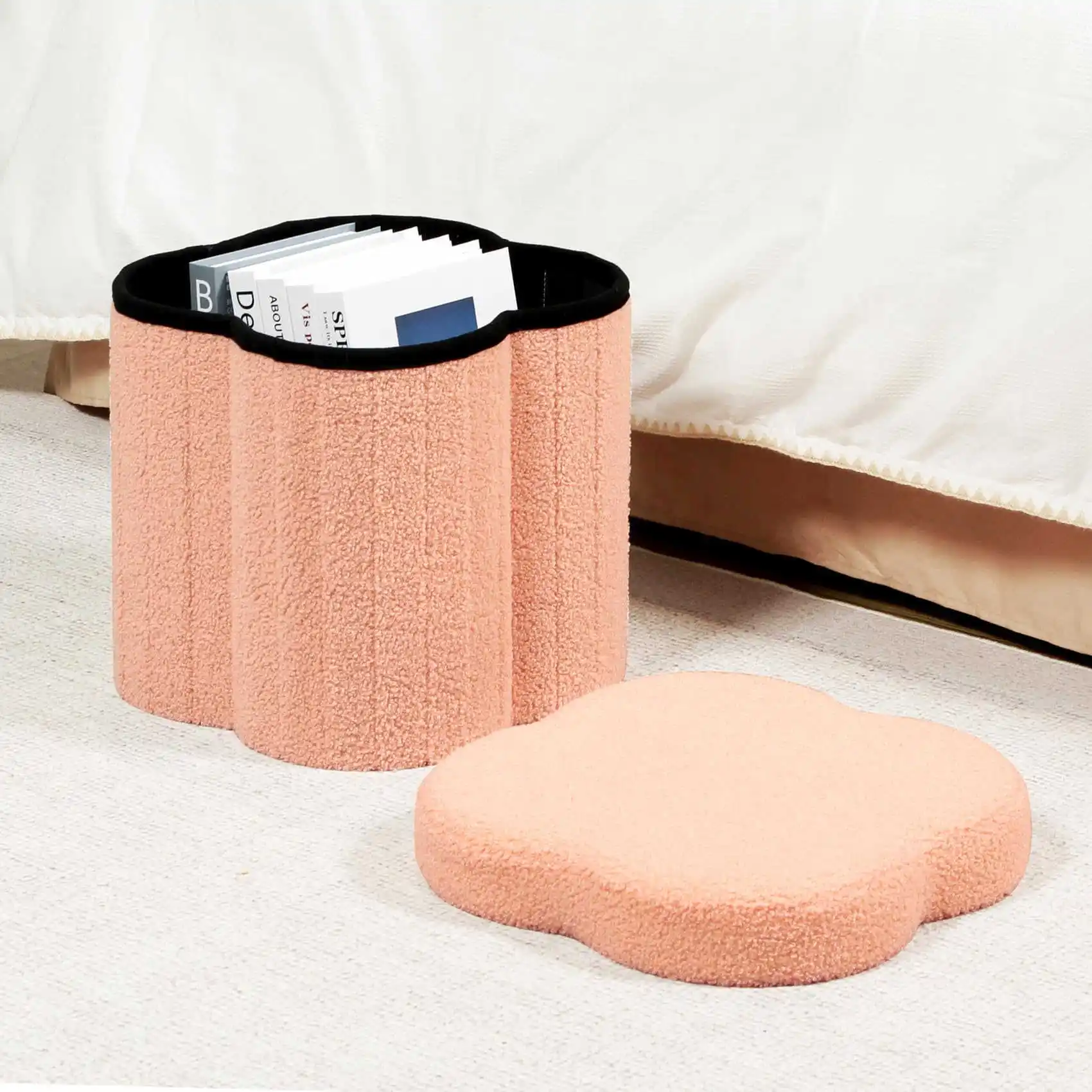 Подставка для ног Bailey Morden, оранжевый плюшевый бархатный Складной пуф для хранения, пуф для гостиной