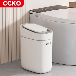 CCKO pequeño cubo de basura de plástico con Sensor de oficina sin contacto tapa de cierre suave cubo de basura automático cubo de basura inteligente para cocina Baño - Product Image 1