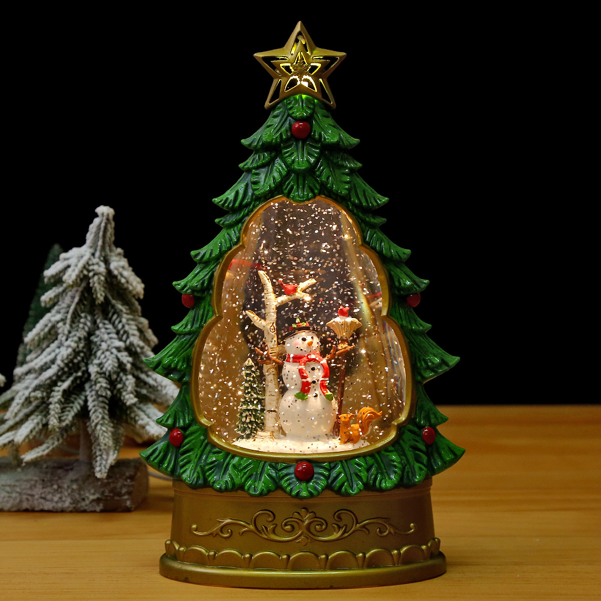 Arbre de Noël bonhomme de neige balai