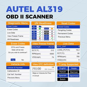 2023新款Autel自动链接Al319汽车Obdii Eobd Obd2诊断工具可编码阅读器，带彩色屏幕Autel Al319 OBD 2扫描仪 - Product Image 2