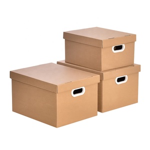 Caja de cartón corrugado de banquero con impresión de logotipo, almacenamiento de papel, caja marrón para documentos, se mueve con tapa y asas - Product Image 4
