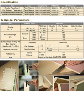 Tấm thạch cao 9mm Trung Quốc nhà máy vách thạch cao Taping công cụ plasterboards 12mm vách thạch cao xây dựng bảng màu xanh lá cây độ ẩm bằng chứng tấm thạch cao - Product Image 4