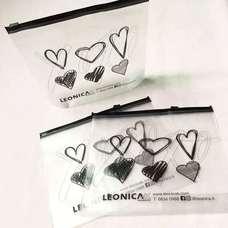 Bolsa de cosméticos de PVC transparente de viaje Bolsa de maquillaje esmerilada transparente con cremallera