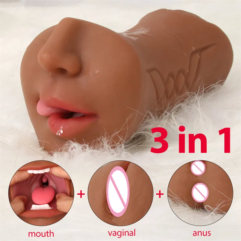 UAE Shipping 3 In 1 3 holes Male Masturbator Pocket Pussy Mouth Anal Sex Toys for Men Artificial Vagina