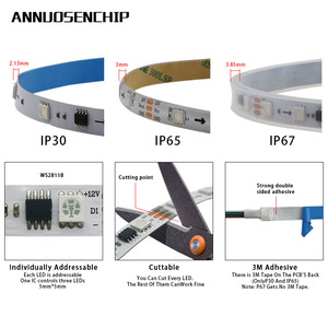 2811 LED piksel şerit 5M DC 12V 30 60 LEDs/M IP30 IP65 IP67 su geçirmez adresli dijital 5050 sihirli renk RGB ışık çubuğu WS2811 - Product Image 3