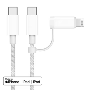 สายชาร์จเร็ว PD 2 in 1 8พิน PD ได้รับการรับรอง MFI USB C สายดาต้าขายดีประเภท C เป็น USB C สำหรับ iPhone iPad แจ็คเก็ตไนลอนสำหรับคอมพิวเตอร์ - Product Image 3