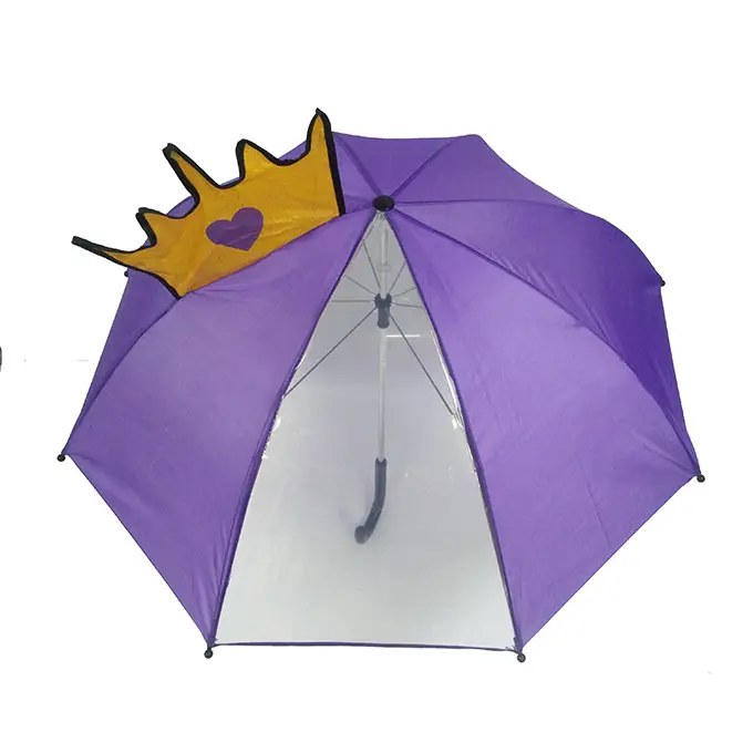 Top Crown design animal violet Surface translucide Parapluie manuel pour enfants coupe-vent