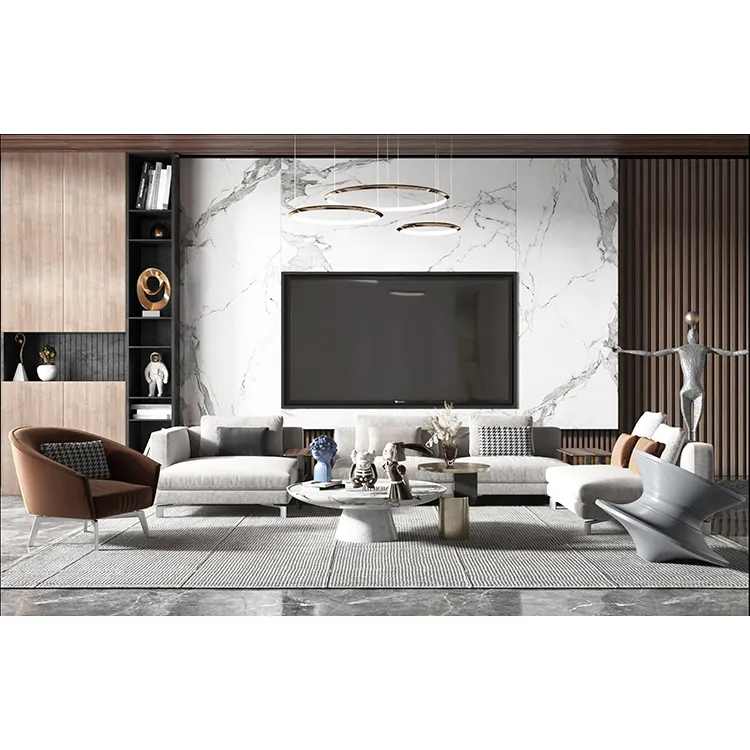 Muebles de sala de estar de diseño moderno Soporte de TV de madera/Consola de TV/Gabinete de TV con unidad de pared
