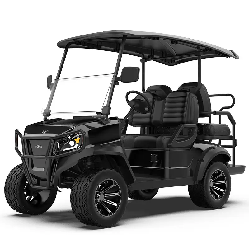 Carrinho de golfe elétrico levantado 2024, carrinho de golfe elétrico para passeios, novo design, 2 + 2 assentos, preto, peças e acessórios para ATV/UTV, compatível com CE