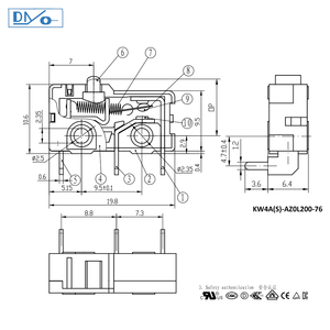 Micro interruttore DONGNAN 10A 3 pin PCB nero momentaneo interruttore rilevatore con pulsante - Product Image 4