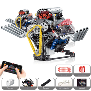K96202 Simuliert die mechanische Programmierung des V8-Motors Baustein Motor Spielzeug motorantrieb Modellbau satz mit Leistungs motor - Product Image 5