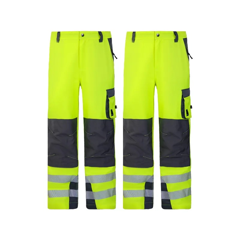 Venta al por mayor de alta calidad, seguridad de construcción personalizada, bolsillos múltiples, ropa de trabajo de alta visibilidad, ropa de trabajo reflectante, pantalones impermeables