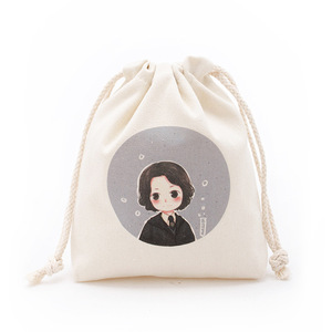 Bolsa de cadena de dibujo Natural grande reutilizable, morral negro Caligo de regalo con cordón, bolsa lisa y pequeña con logotipo - Product Image 6
