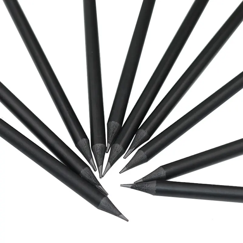 קידום לוגו מותאם אישית עגול גוף HB עיפרון עץ שחור עפרונות סטנדרטיים