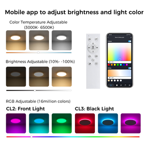 スマートホームデコレーション24WRGBCWWifiアプリAlexaボイスコントロールスマートLEDシーリングライト - Product Image 3