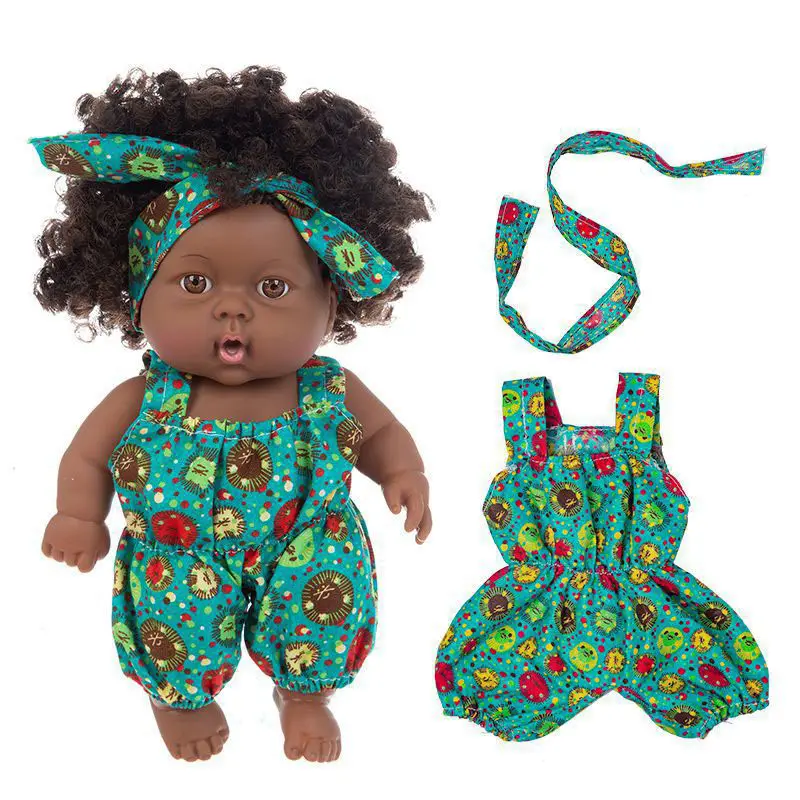 Produits en gros jouet de poupée de confort poupées de bébé reborn en vinyle simulation de bébé africain de 20cm avec articulations rotatives