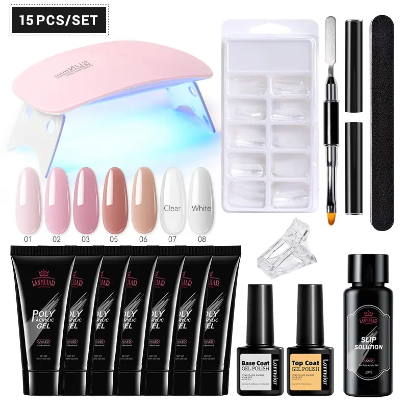 Poly Gel Nagel Kit Mit UV LED Lampe Nagel verlängerung Gel Kit Mit Sockel und Top Coat Slip Lösung PolyGels Nagel Kit Set