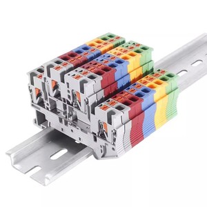 Double-layer <strong>terminal</strong> in-line up-and-down interconnection PTTB2.5-PV tool-free <strong>spring</strong> <strong>connection</strong> 4 holes <strong>terminal</strong> <strong>block</strong> - Product Image 3