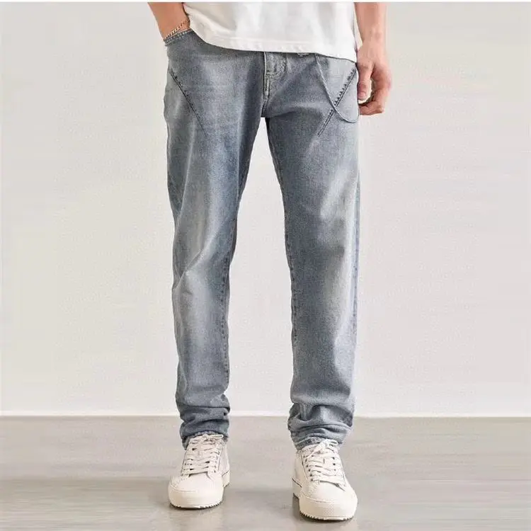 Heavy REP Minimalist Wash made Old clenafit jeans y pantalones de pierna recta de gran tamaño para hombres