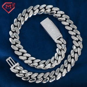 10K altın mozanit küba zincir Hip Hop özel düz buzlu Out 16MM düz zincir küba Link zinciri - Product Image 1