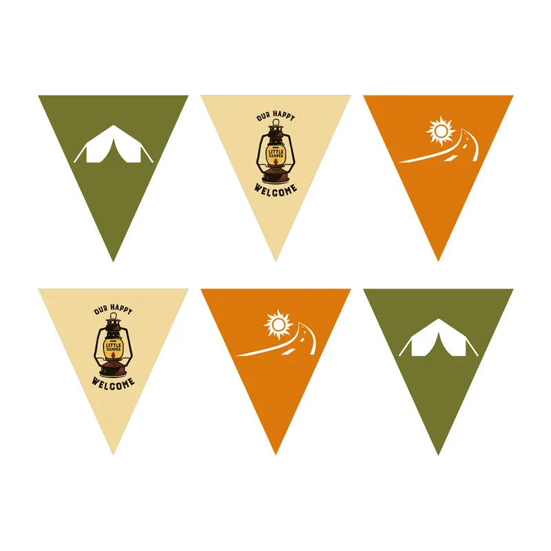 Wholesale Non-woven Fabrics Digital Printing Custom Pennant Triangle Felt Flag Felt Pennant for Camping