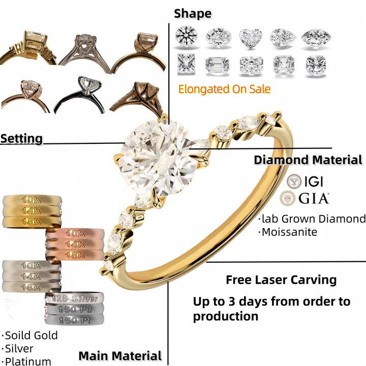 Gia Igi Certified CVD HPHT Lab Grown Diamond 14K/18K Oro sólido Boda/Anillos de compromiso con forma de corazón para mujeres