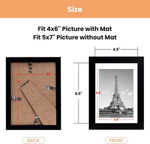 ウォールアートペインティング5x7額縁10個セット、マット付き4x6またはマットなし5x7の画像を表示、マルチフォトフレーム - Product Image 5