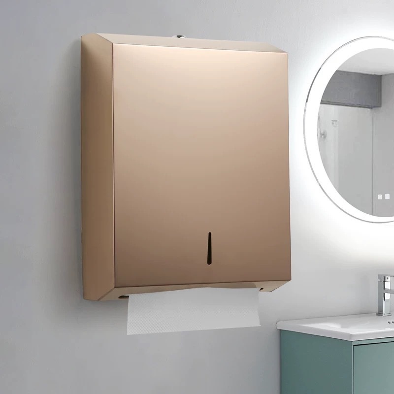 Carton de lingettes pour les mains en acier inoxydable (or rose) allongé