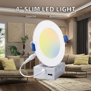 ETL & năng lượng Sao Đánh giá hiện đại 4 inch siêu mỏng <span class=keywords><strong>Led</strong></span> Downlight Vòng Dimmable 5cct điều chỉnh được Slim Bảng điều chỉnh ánh sáng Nhôm Cơ thể IP44 - Product Image 1