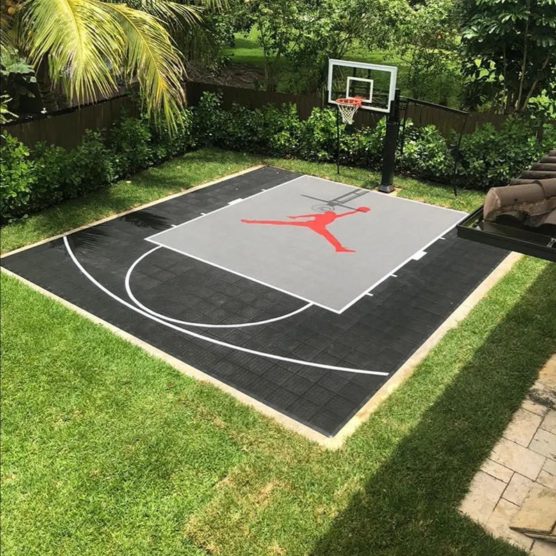 Antislip DIY your backyard court 24'X26' 624pcs outdoor interlocking basketball court flooring tiles for sport court club school