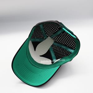 6-<strong>Panel</strong> Perforated Baseball Hat <strong>with</strong> Silicone Printed Letters Front Laser Cutting Holes and PVC Rubber <strong>Patch</strong> Side <strong>Panels</strong> - Product Image 5