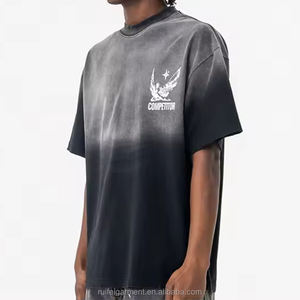 カスタム大サイズ酸洗浄レトロ夏流行のTシャツヘビーコットンスノーフレークルースプリントシルクスクリーン印刷固体