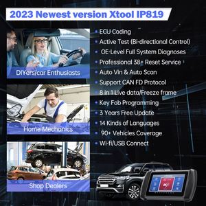 NEWEST XTOOL IP819 Full System Car Vehicle Tools ECU Coding Key <strong>Programmer</strong> Support CAN FD Protocol WIFI/<strong>USB</strong> - Product Image 4