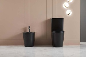 XIERMAN kaliteli mat siyah banyo bide yuvarlak şekil zemin ayakta WC bide ev banyo için