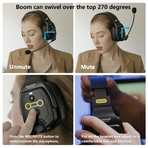 Saramonic Witalk WT2D Full Duplex Wireless <strong>Intercom</strong> Headset <strong>System</strong> Team Communication Headsets Microphone for Film <strong>Stage</strong> Sports - Product Image 6