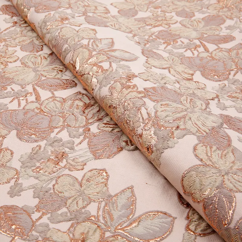 KEER TMJ1368 Fábrica direta fashional novo tecido grande flor jacquard algodão poliéster tecido para o vestido