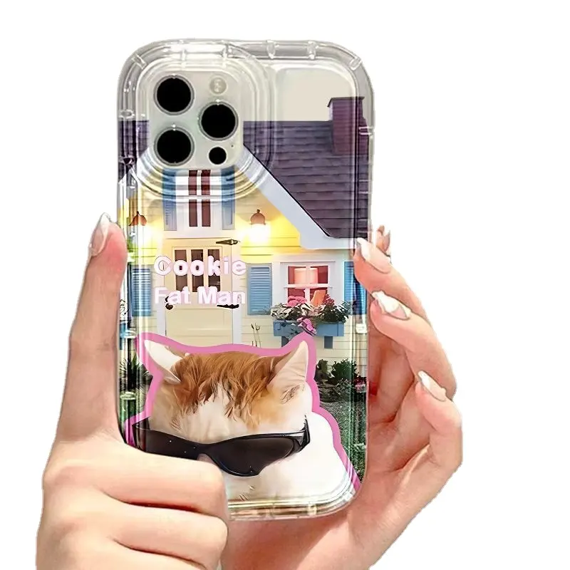 American sunglasses Cat dog space phone case transparent couple waterproof phone case