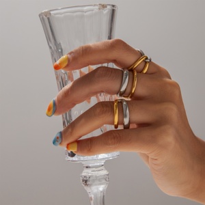 Trending Modern Design Stainless Steel Two Tone Gold <strong>Silver</strong> Fashion Ring for Stylish Women - Product Image 1