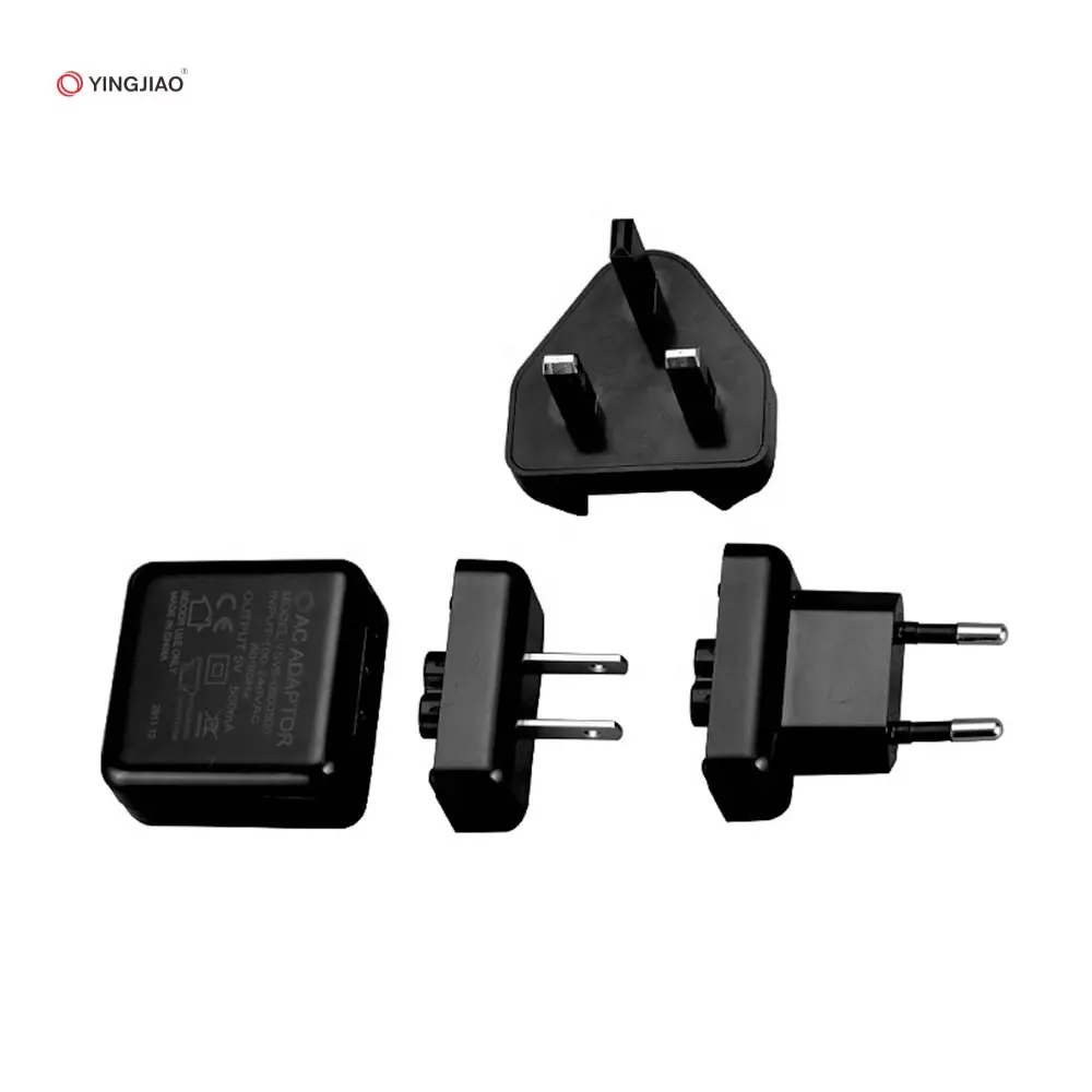 Yingjiao Adaptor Perjalanan Portabel Internasional US EU UK Pengisi Daya Universal 5V 1.2A Adaptor Daya AC DC dengan Port USB