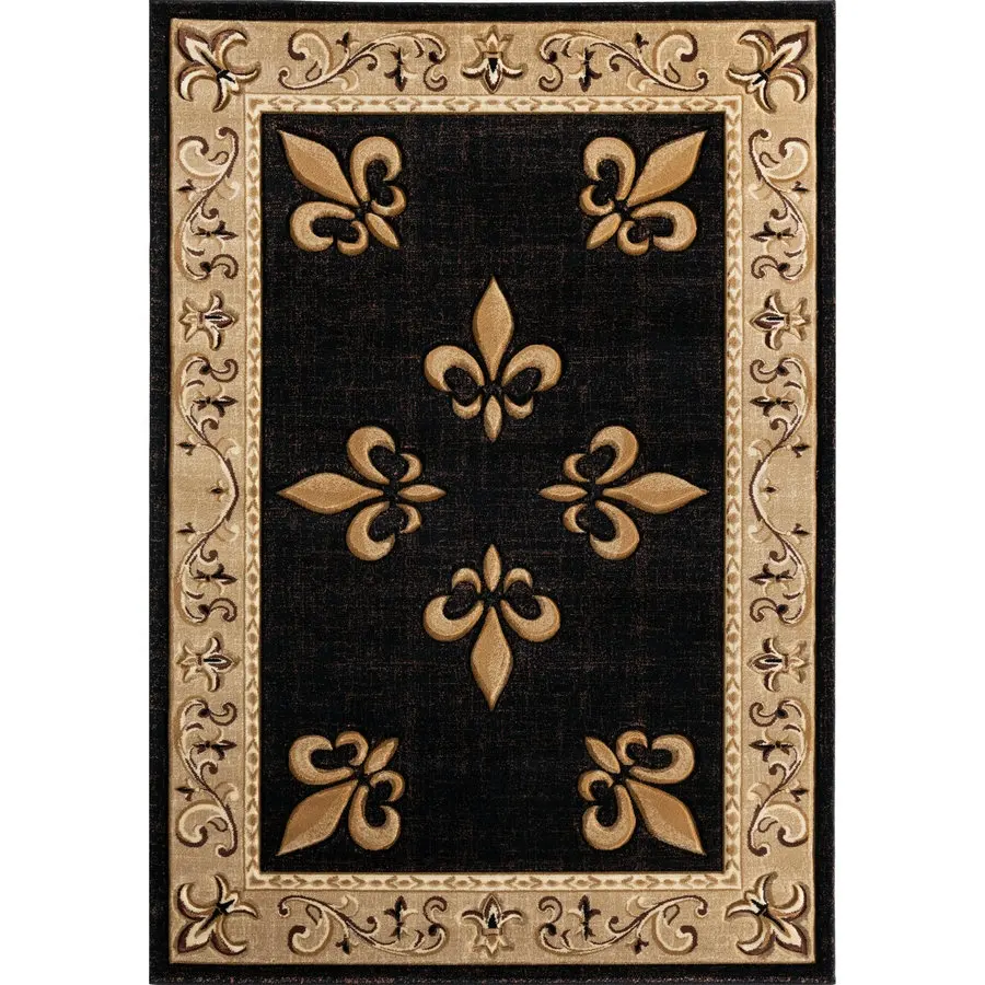 Gold fleur mit schwarzem Hintergrund teppich handgetufteter Teppich mit Kanten bindung