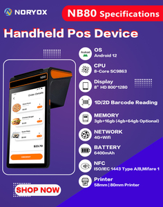Noryox-NB80 8 Inch Kit Punto De Venta Android 12/13 <strong>3</strong>+16gb Handheld QR <strong>Code</strong> Barcode Reader 58/80mm Thermal Printer Pos <strong>Machine</strong> - Product Image 4