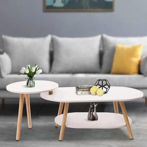 Modern Coffee <strong>Table</strong> 2 in 1 Combination Set <strong>Nested</strong> Sofa Side and <strong>End</strong> <strong>Table</strong> - Product Image 4